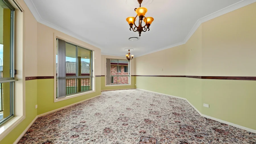 Lounge room with decorative ceiling light