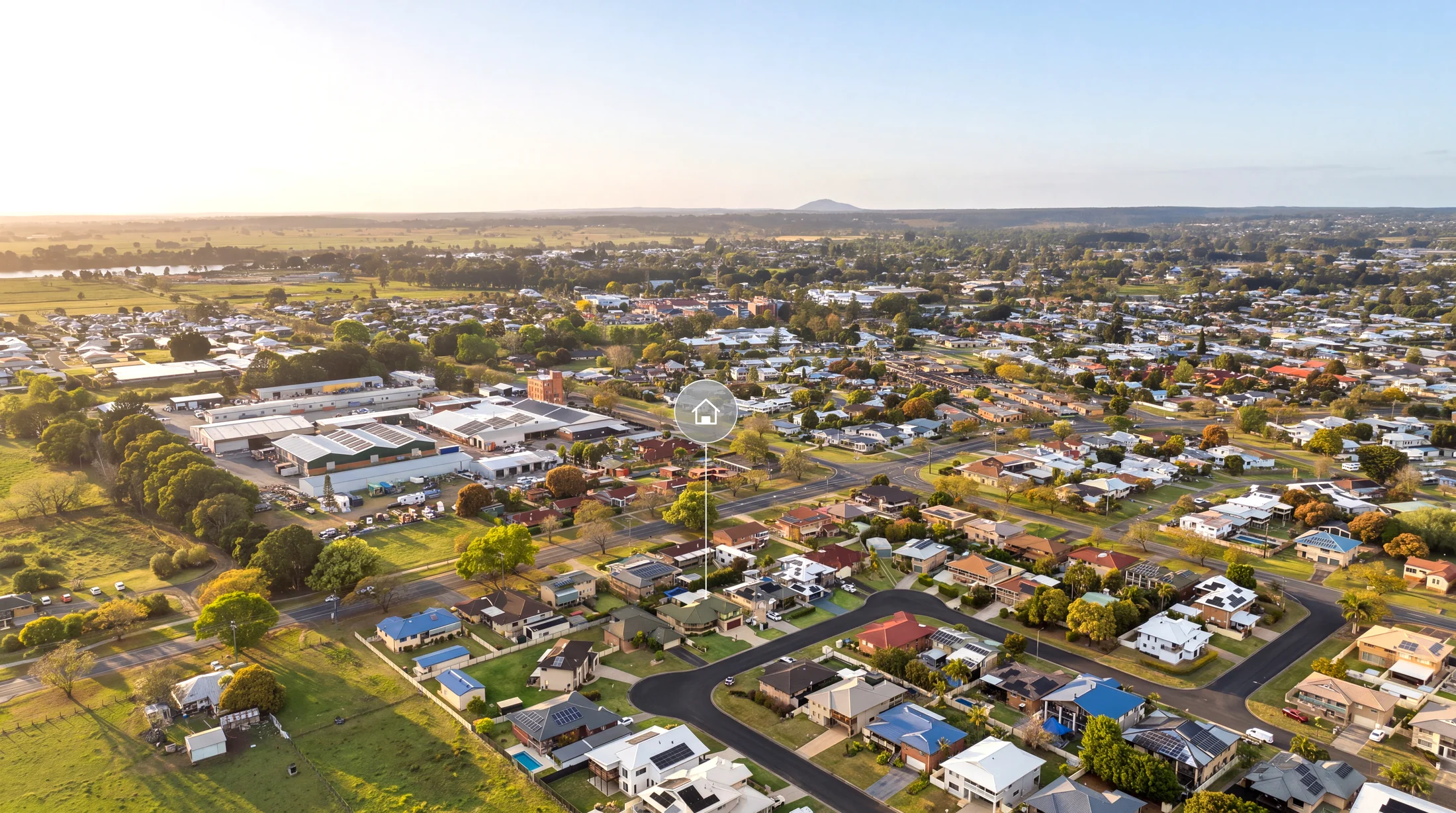 Aerial view of the Riverdale Court neighbourhood
